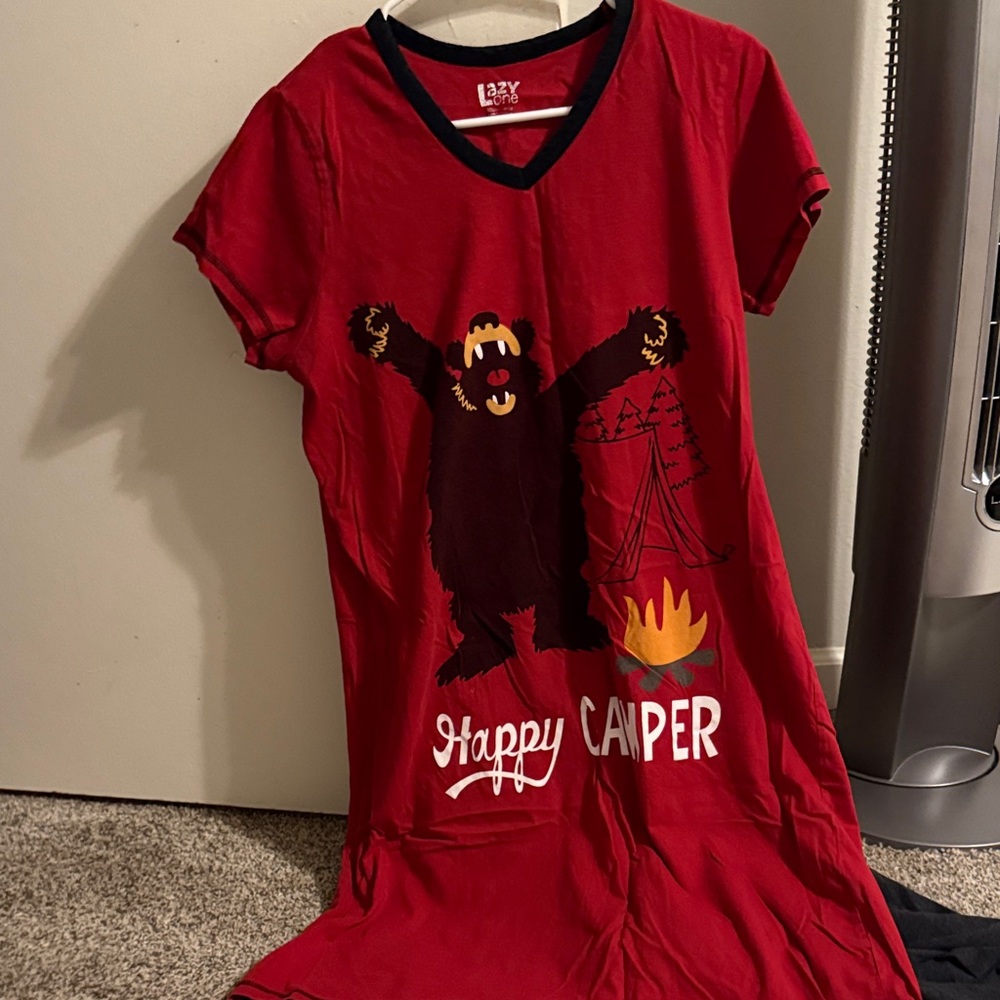 Lazy One Red Bear Campfire Nightshirt